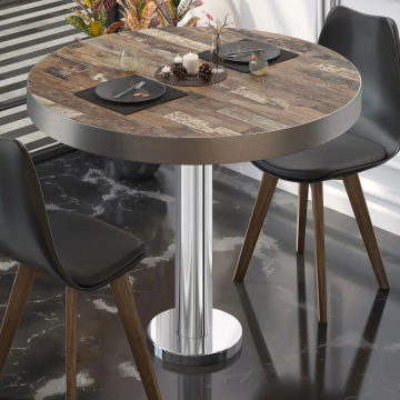 BML | Bistrobord | Ø:H 80 x 77 cm | Vintage gammelt / rustfritt stål | Rundt