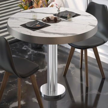 BML | Bistropöytä | Ø:K 80 x 77 cm | Valkoinen marmori / ruostumaton teräs | Pyöreä | Pyöreä