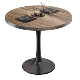 BL | Stół bistro | Ø:H 80 x 76 cm | Obrzeże ze stali nierdzewnej | Sheesham / Czarny | Okrągły