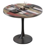 BL | Stół bistro | Ø: H 80 x 76 cm | Brzeg ze stali nierdzewnej | Vintage Kolor / Czarny | Okrągły