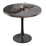BL | Stół bistro | Ø: H 80 x 76 cm | Obrzeże ze stali nierdzewnej | Wenge / Czarny | Okrągły