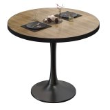 BL | Bistrotafel | Ø:H 80 x 76 cm | Zwarte rand | Eiken / zwart | Rond
