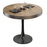 BL | Bistrotisch | Ø:H 70 x 78 cm | Rustfrit stål kant | Egetræ / Sort | Rund