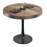 BL | Stół bistro | Ø: wysokość 80 x 78 cm | Brzeg ze stali nierdzewnej | Sheesham / czarny | Okrągły