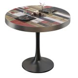 BL | Bistrotisch | Ø:H 80 x 78 cm | Rvs Rand | Vintage Kleurig / Zwart | Rond