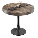 BL | Bistrotisch | Ø:H 70 x 78 cm | RVS Rand | Vintage Oud / Zwart | Rond