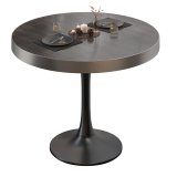 BL | Bistrotafel | ∅: H 70 x 78 cm | Randen van roestvrij staal | Wenge / Zwart | Rond