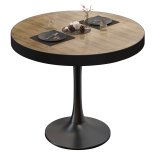 BL | Stół bistro | Ø: H 70 x 78 cm | Czarna krawędź | Dąb / Czarny | Okrągły