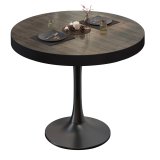 BL | Bistrotafel | Ø:H 80 x 78 cm | Zwarte rand | Light Wenge / Zwart | Ronder