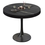 BL | Bistrotafel | Ø:H 70 x 78 cm | Zwarte rand | Zwart marmer / zwart | Rond