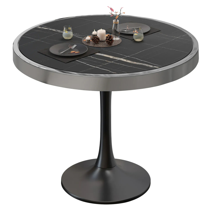 BL | Bistrobord | Ø:H 60 x 78 cm | Sort marmor / Sort | Rundt