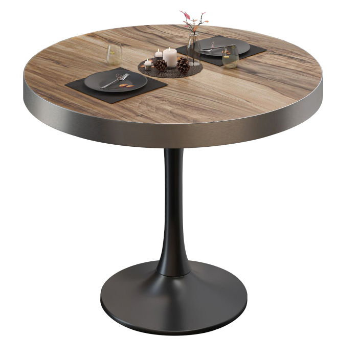 BL | Table de bistrot | Ø:H 70 x 78 cm | Sheesham / Noir | Rond