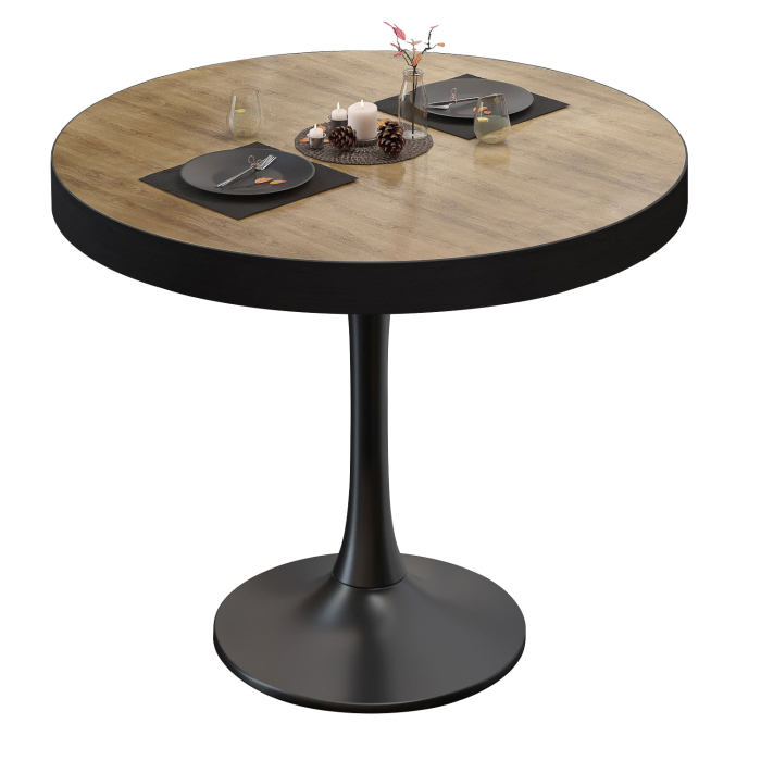 BL | Bistrobord | Ø:H 80 x 78 cm | Eik / Sort | Rundt