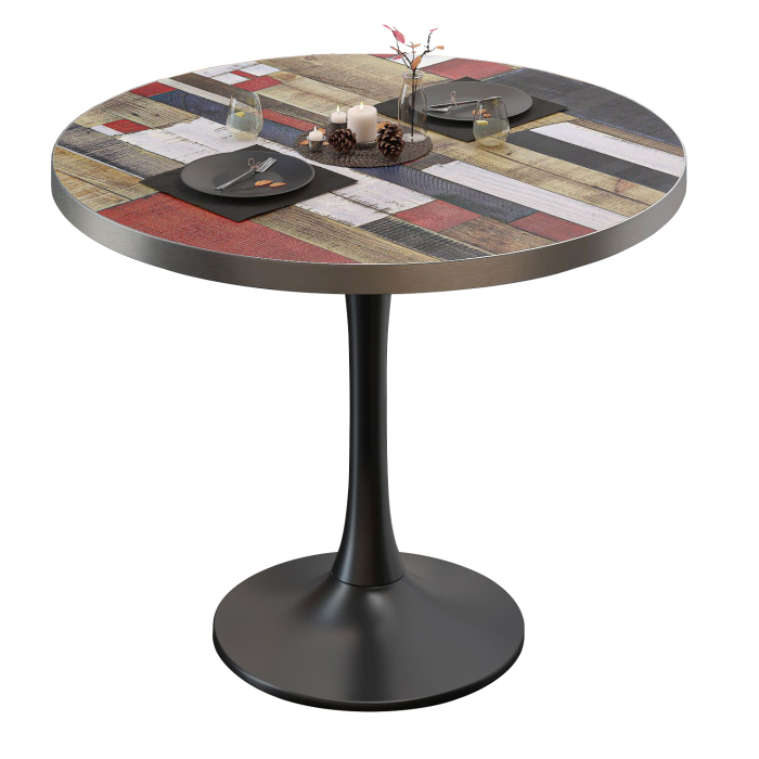 BL | Bistro-pöytä | Ø:K 80 x 76 cm | Vintage Värikäs / Musta | Pyöreä | Pyöreä