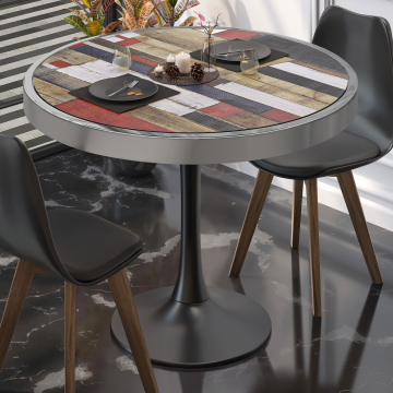 BL | Bistrobord | Ø:H 50 x 78 cm | Vintage Colourful / Sort | Rundt
