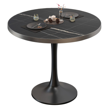 BL | Bistrobord | Ø:H 70 x 76 cm | Svart marmor / Svart | Runt