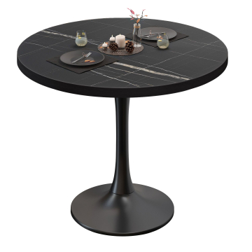 BL | Bistrobord | Ø:H 70 x 76 cm | Svart marmor / Svart | Runt