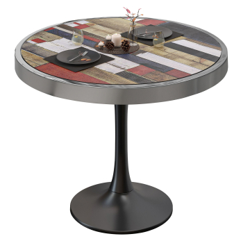 BL | Bistrobord | Ø:H 80 x 78 cm | Vintage Colourful / Sort | Rundt
