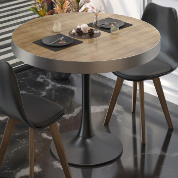 BL | Bistrotafel | Ø:H 70 x 78 cm | eiken / zwart | rond