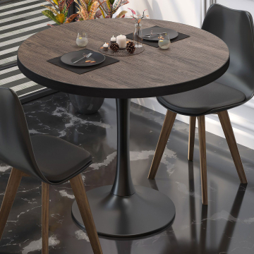 BL | Bistrotafel | Ø:H 80 x 76 cm | Licht Wengé / Zwart | Rond