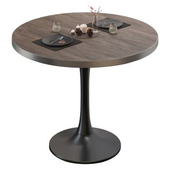 BL | Bistrotisch | Ø:H 60 x 76 cm | Edelstahl Rand | Light Wenge / Schwarz | Rund