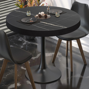 BL | Mesa bistro | Ø:H 60 x 78 cm | Mármol negro / Negro | Redonda