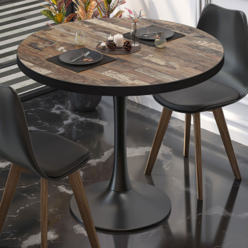 BL | Mesa Bistro | Ø:H 80 x 76 cm | Vintage Viejo / Negro | Redonda