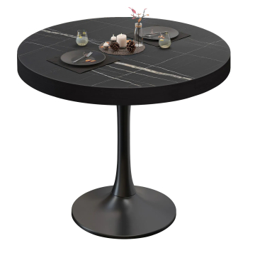 BL | Stół bistro | Ø:H 70 x 78 cm | Czarny marmur / Czarny | Okrągły