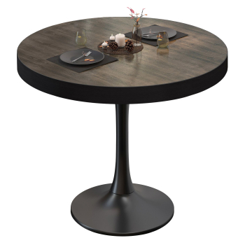 BL | Stół bistro | Ø:H 80 x 78 cm | Jasny Wenge / Czarny | Okrągły