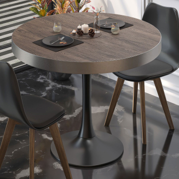 BL | Tavolo da bistrot | Ø:H 60 x 78 cm | Wengé chiaro / Nero | Rotondo