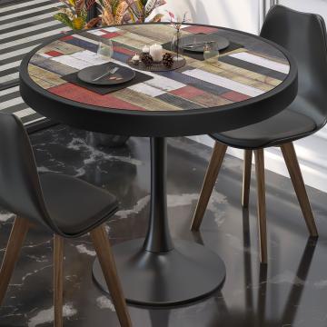 BL | Bistrobord | Ø:H 60 x 78 cm | Vintage Colourful / Sort | Rundt BL | Bistrobord | Ø:H 60 x 78 cm | Vintage Colourful / Sort | Rundt