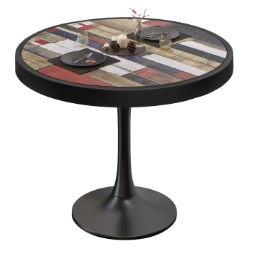 BL | Bistrobord | Ø:H 60 x 78 cm | Vintage Colourful / Sort | Rundt BL | Bistrobord | Ø:H 60 x 78 cm | Vintage Colourful / Sort | Rundt