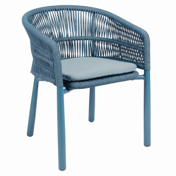 LISA | Bistro Terrassen Stuhl | + Sitzkissen | Blau