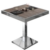 BM | Bistrotisch | B:T:H 60 x 60 x 77 cm | Light Wenge / Edelstahl | Quadratisch | Edelstahl Rand
