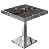 BM | Bistrotisken | B:T:H 60 x 60 x 77 cm | Sort Marmore / Rustfrit Stål | Kvadratisk | Rustfrit Stål kant