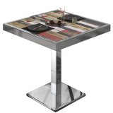 BM | Bistrotisch | B:T:H 60 x 60 x 77 cm | Vintage Bunt / Edelstahl | Quadratisch | Edelstahl Rand
