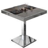 BM | Bistrotisch | B:T:H 60 x 60 x 77 cm | Wenge / Edelstahl | Quadratisch | Edelstahl Rand