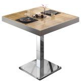 BM | Bistrotisch | B:T:H 60 x 60 x 77 cm | Eiche / Edelstahl | Quadratisch | Edelstahl Rand