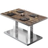 BM | Table basse de salon Bistro | L:P:H 110 x 60 x 41 cm | Vintage Old / acier inoxydable