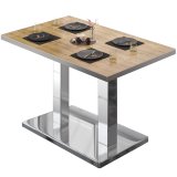 BM | Bistrotisch | B:T:H 130 x 80 x 75 cm | Eikenhout / RVS | Rechthoekig | RVS Rand
