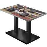 BM | Bistrot og spisetabell | B:T:H 120 x 70 x 75 cm | Vintage Flerfarget / Svart | Rektangulær | Rustfritt stål kant