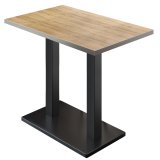 BM | Tavolo alto da bistro | 110 x 60 x 108 cm | Rettangolare | Bordo in acciaio inossidabile | Rovere / Nero