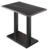 BM | Bistro Staantafel | 110 x 60 x 108 cm | Rechthoekig | RVS Rand | Zwart Marmer / Zwart