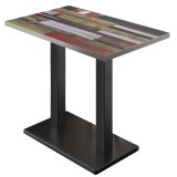 BM | Bistro Standing Table | 110 x 60 x 108 cm | Rectangular | Stainless Steel Edge | Vintage Colored / Black
