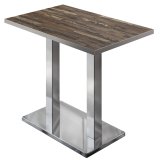 BM | Mesa alta para bistró | 110 x 60 x 108 cm | Rectangular | Borde de acero inoxidable | Vintage Old / Acero inoxidable