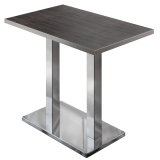 BM | Mesa de bistro para pie | 110 x 60 x 108 cm | Rectangular | Borde de acero inoxidable | Wenge / Acero inoxidable