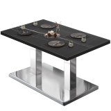 BM | Bistro Loungetisch | B:T:H 130 x 80 x 41 cm | Schwarz Marmor / Edelstahl