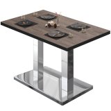 BM | Bistrotisch | B:T:H 130 x 80 x 75 cm | Light Wenge / rustfrit stål | Rektangulær | Sort kant