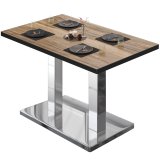 BM | Bistrotisch | B:T:H 130 x 80 x 75 cm | Sheesham / Rustfrit stål | Rektangulær | Sort kant