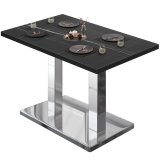BM | Bistrotisch | B:T:H 130 x 80 x 75 cm | Zwart marmer / roestvrij staal | Rechthoekig | Zwarte rand